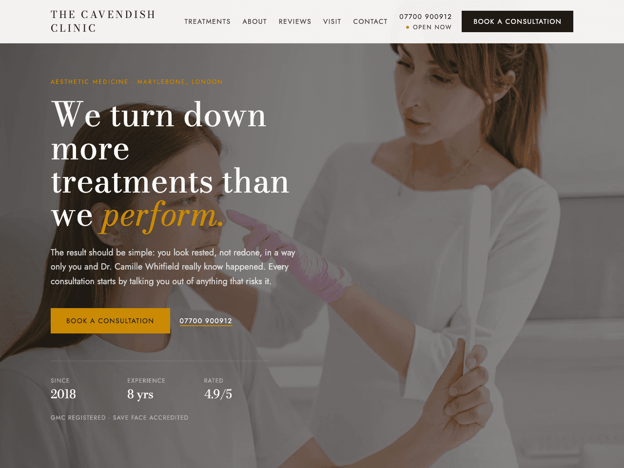 Cavendish Aesthetics website, built by Eight Two Digital